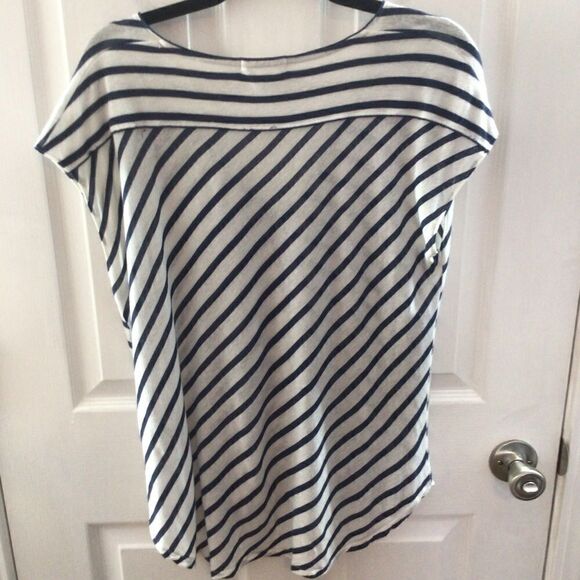 Women’s Rag & Bone Navy Blue and White Striped Victor Blouse Size Small‎ - Picture 5 of 9